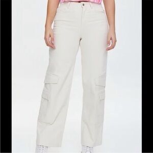 Forever 21 Cream Cargo Jeans Overalls